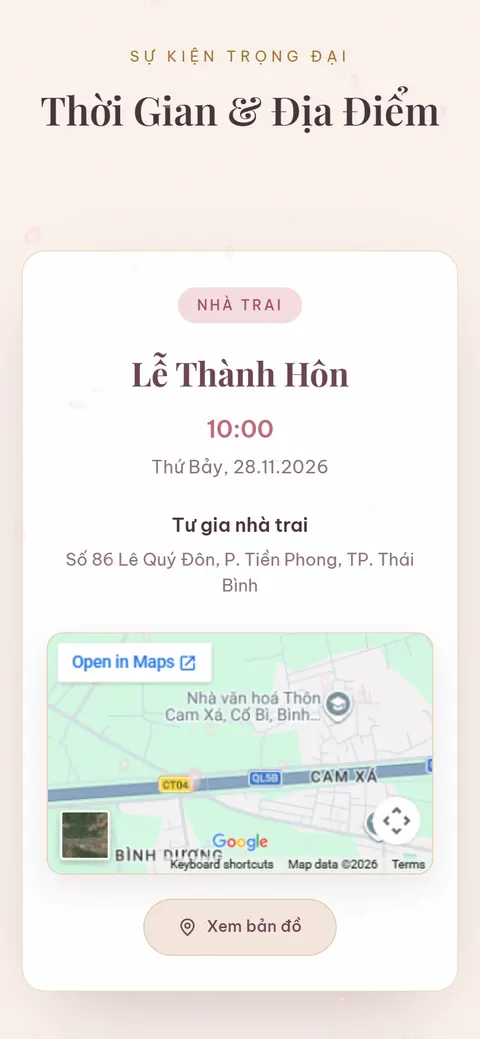 Thời gian & địa điểm — ảnh chụp từ theme thật của Duyên Ký
