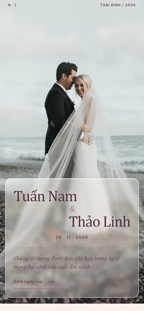 Mở thiệp & lời mời — ảnh chụp từ theme thật của Duyên Ký